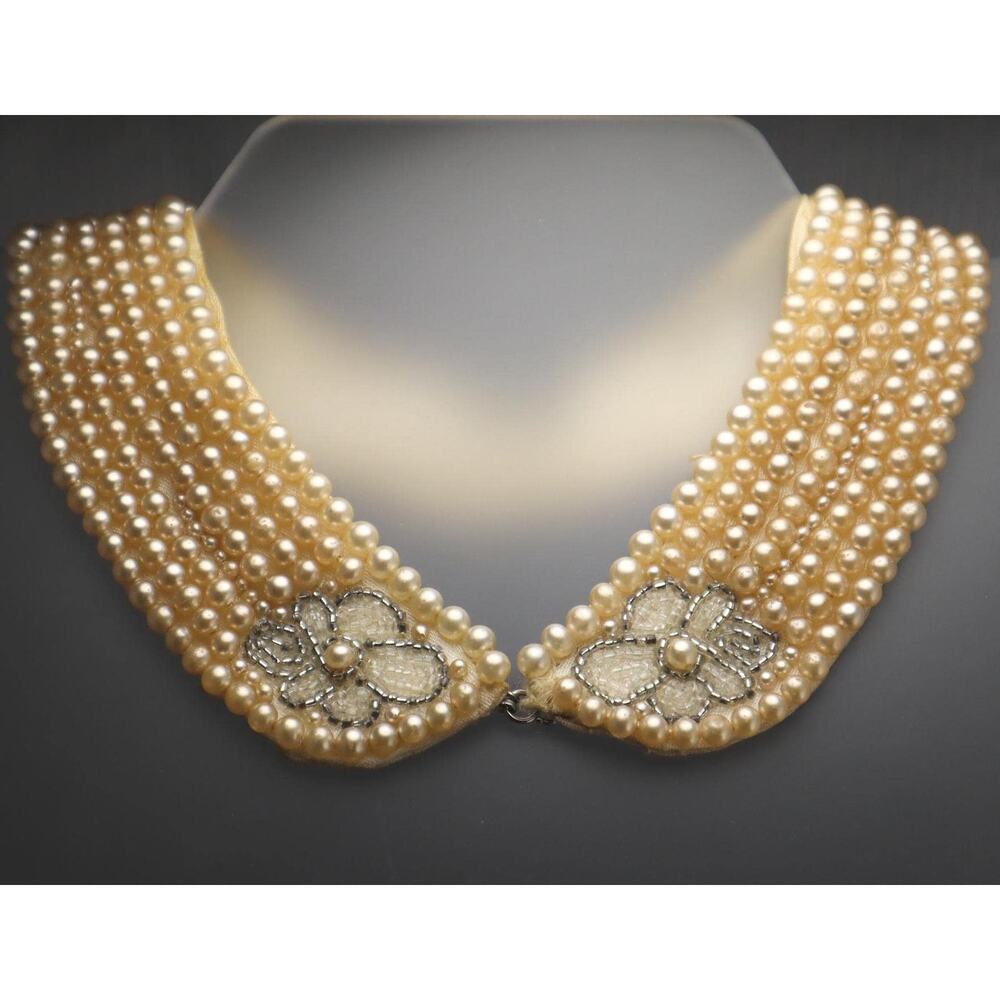 Vintage Glass Beaded Pearl Sweater Collar